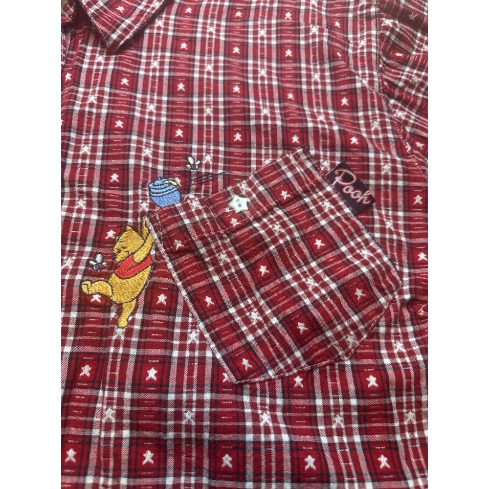 Disney Winnie The Pooh Red‎ Plaid Short Sleeve Women's Shirt Bee Free Sz 26W/28W